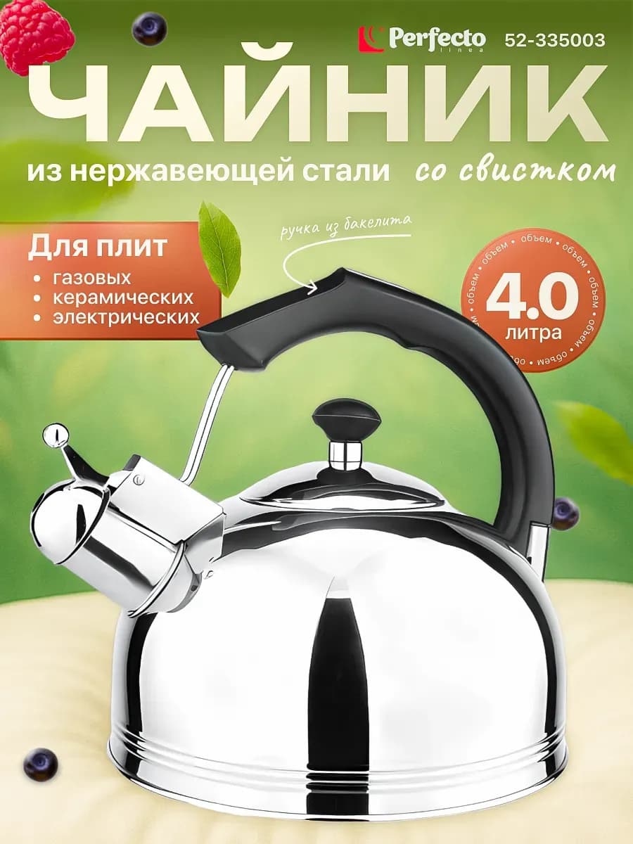 Чайник со свистком для плиты 4 литра