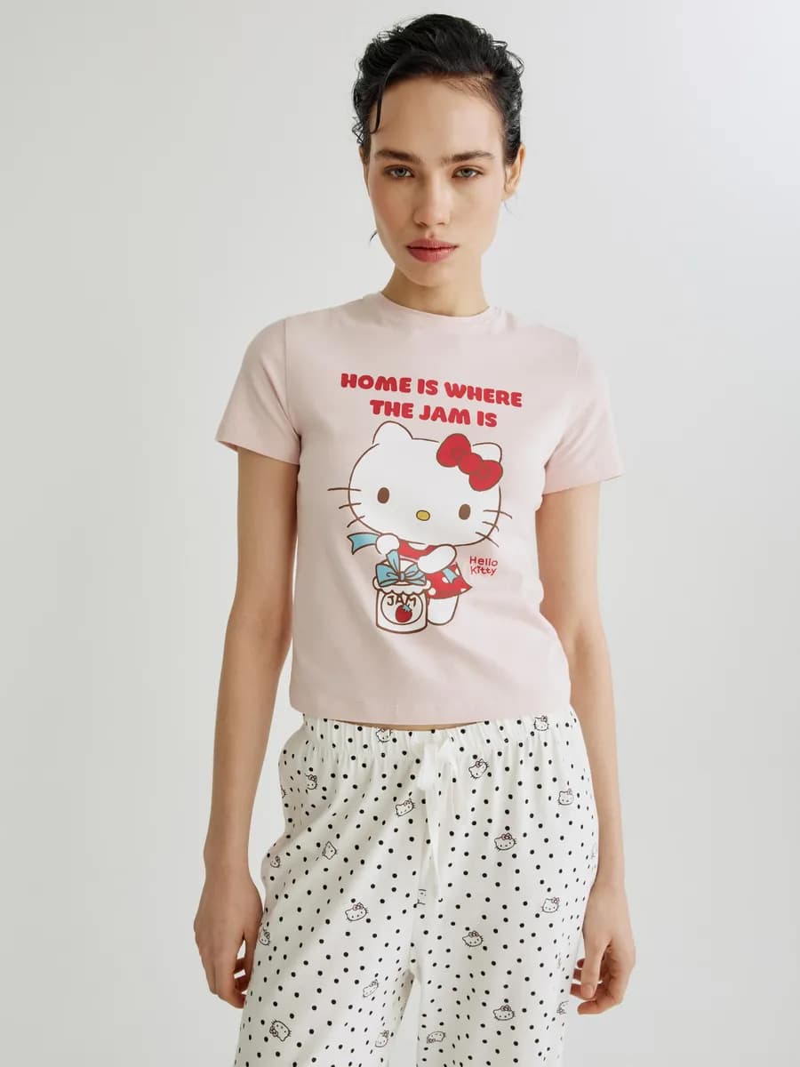 Футболка пижамная с принтом Hello Kitty