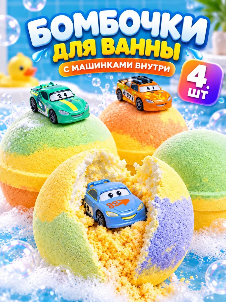 Бомбочки для ванны с машинками
