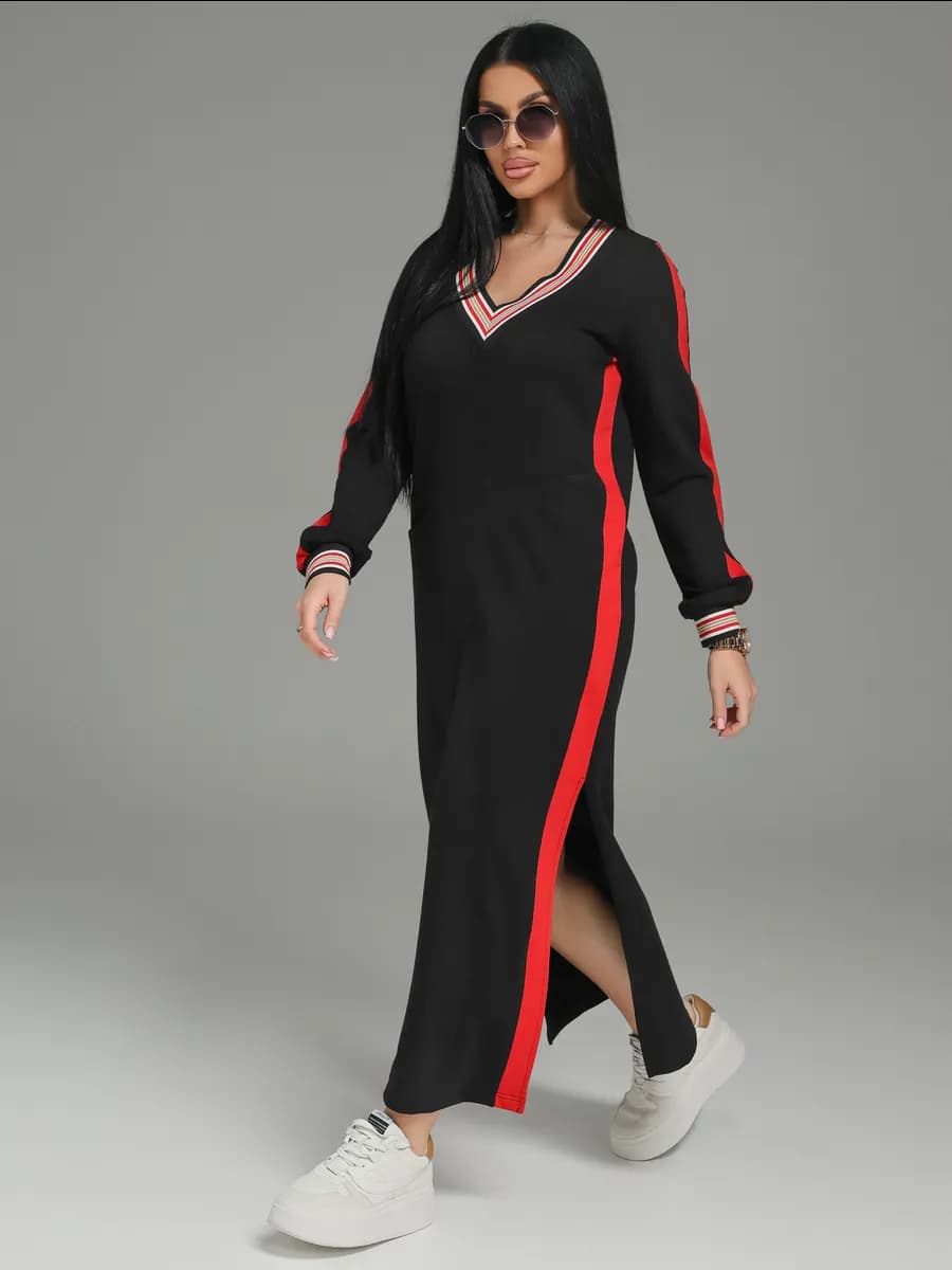 Платье длинное оверсайз с лампасами