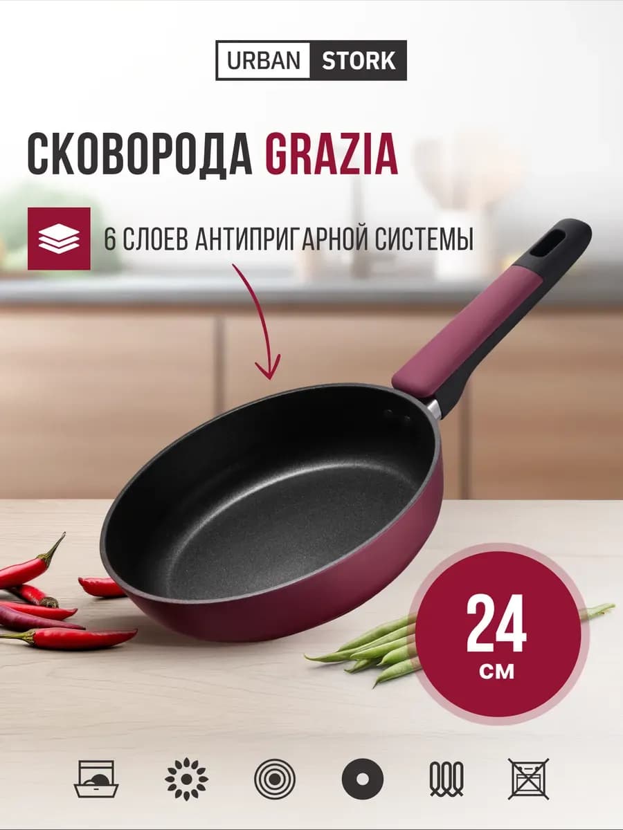 Сковорода с антипригарным покрытием GRAZIA, 24 см