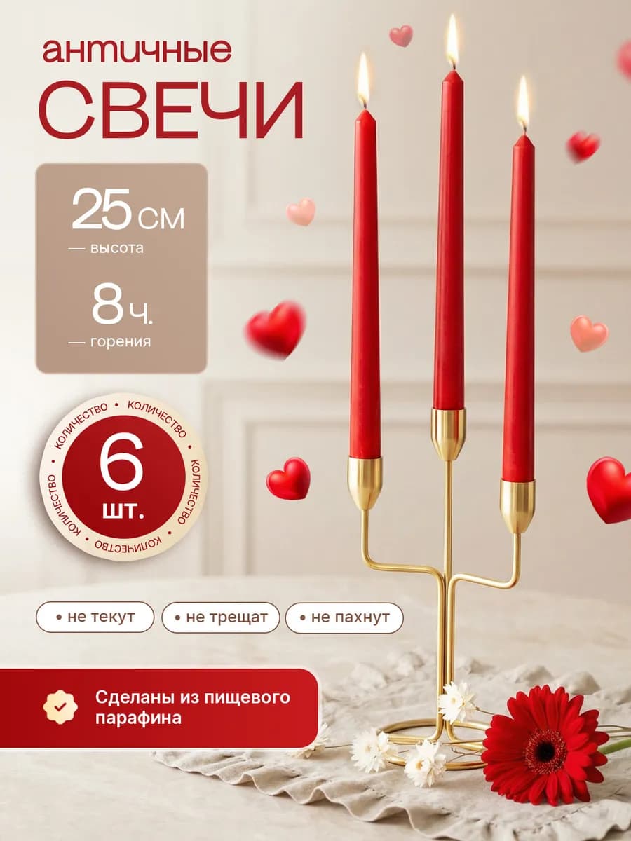 Свечи интерьерные декоративные 6шт