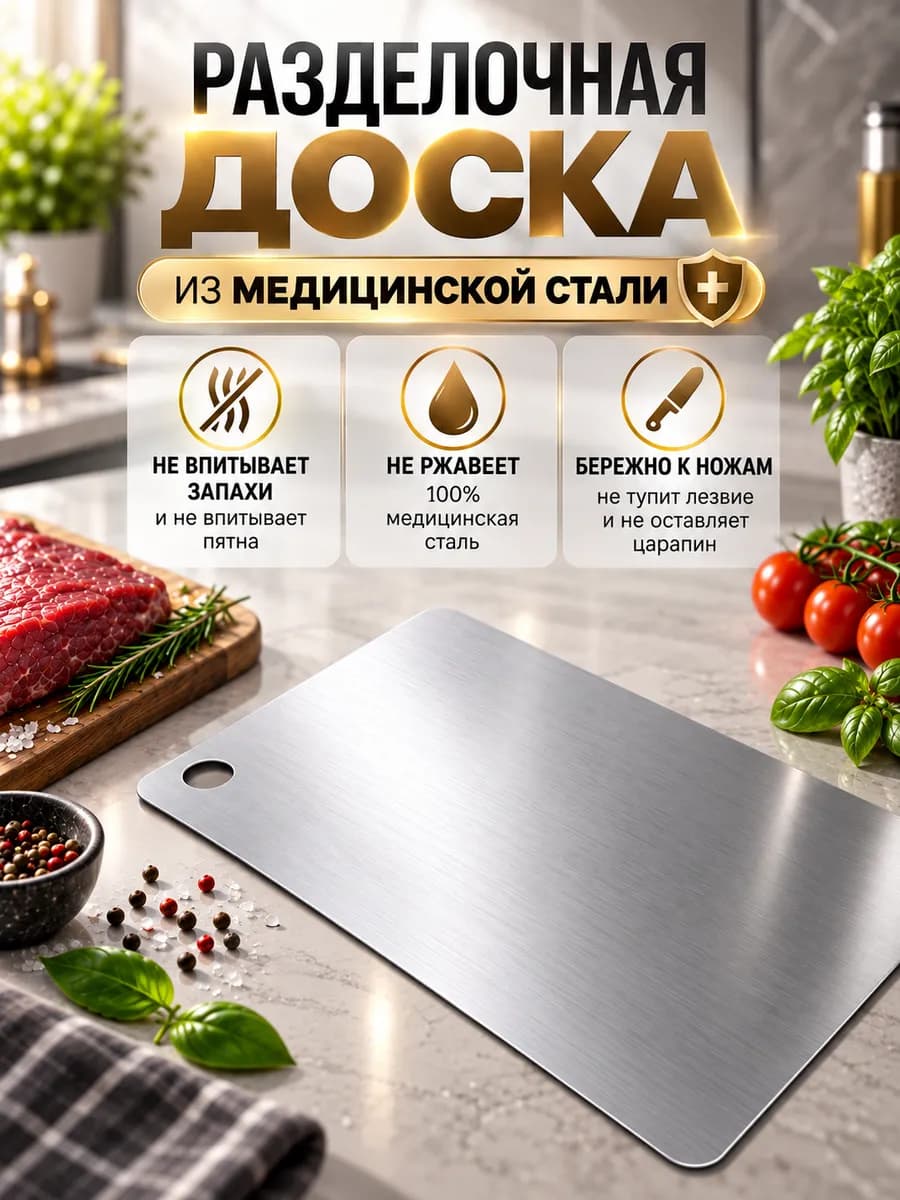 Доска разделочная из нержавеющей медицинской стали