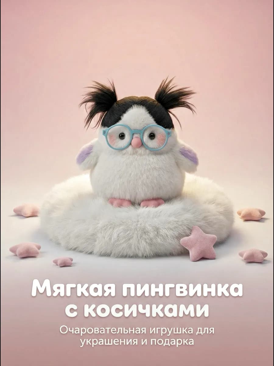 Мягкая игрушка Пингвин девочка 16 см