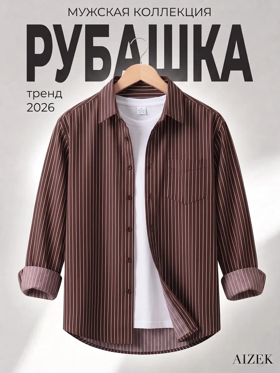 Рубашка классическая в полоску с длинным рукавом