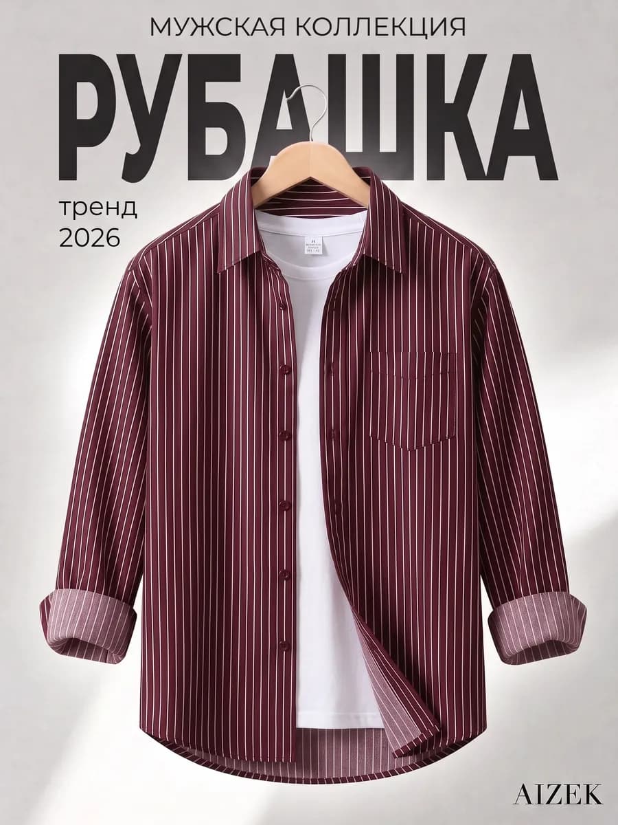 Рубашка классическая в полоску с длинным рукавом