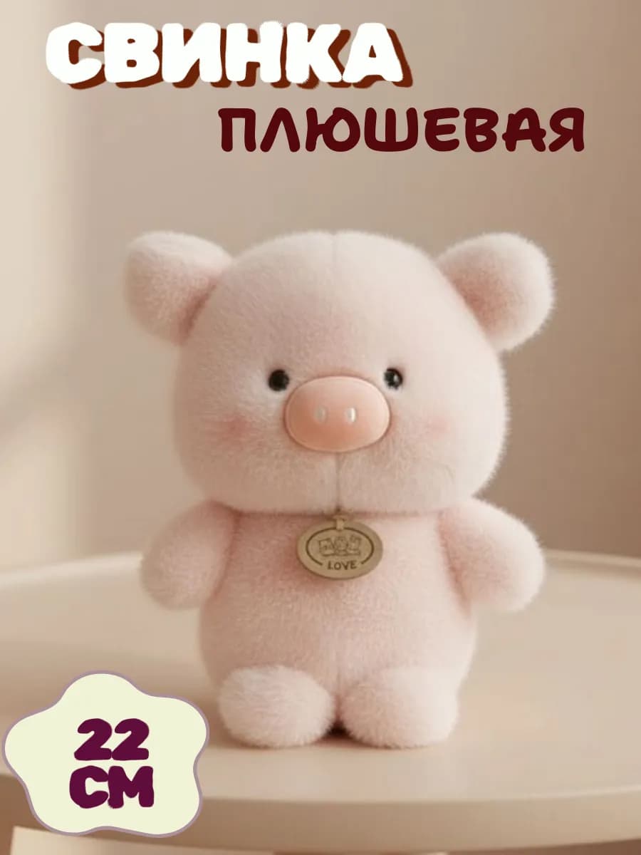 Мягкая игрушка свинка 22 см