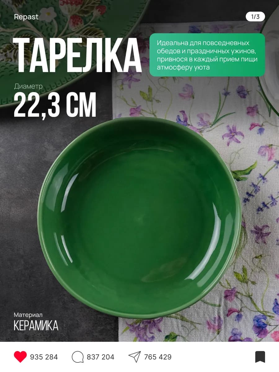 Тарелка Земляника 22.3х22.3х4.8 см