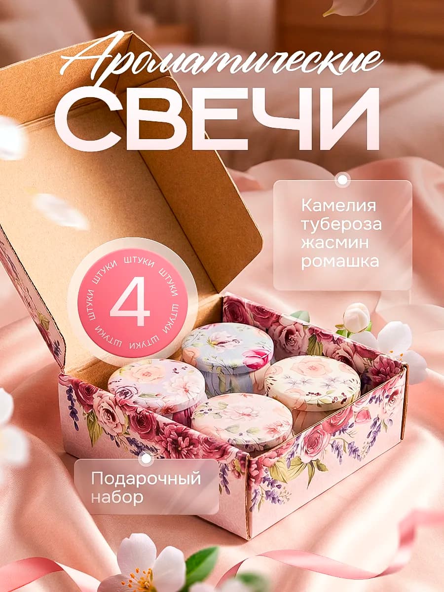 Свечи ароматические подарочный набор 4 шт