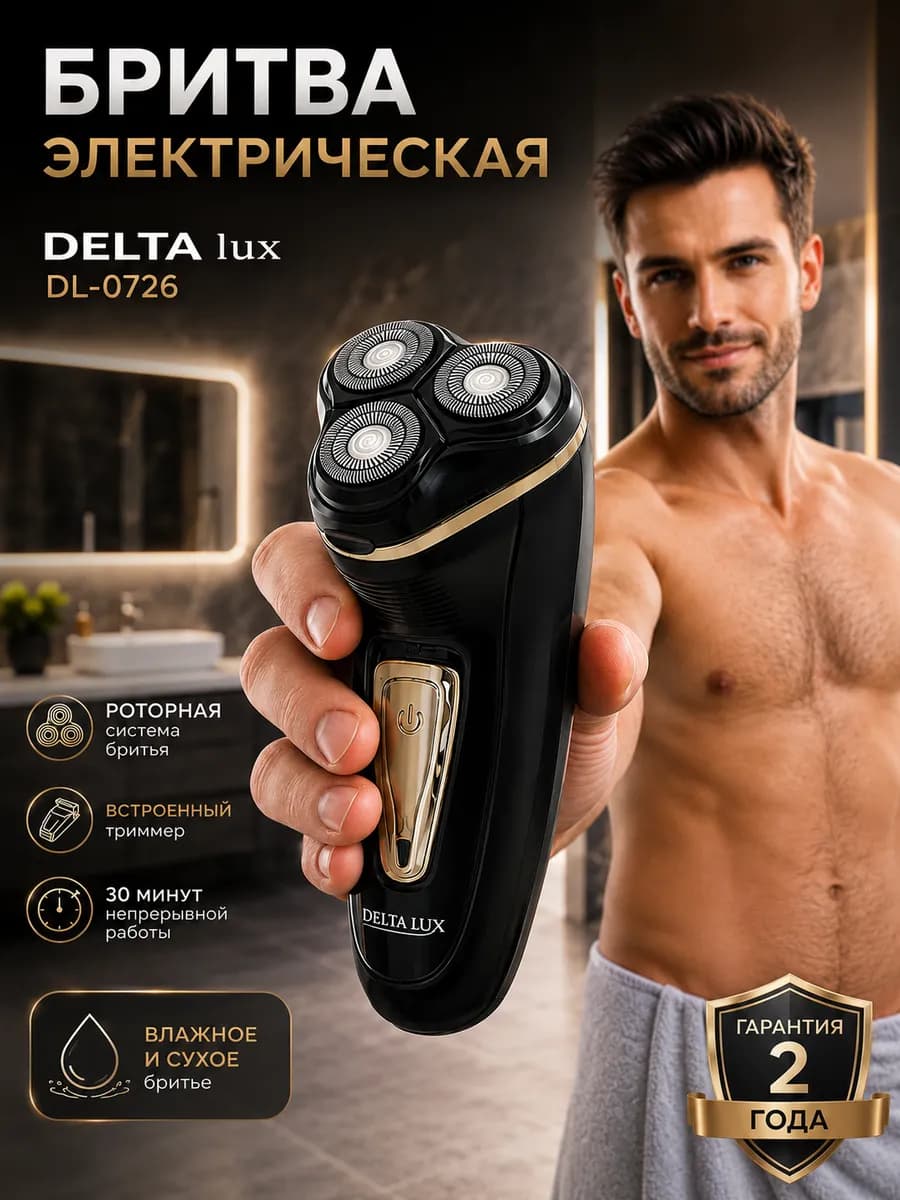 Бритва мужская электрическая Lux DL- 0726, черный