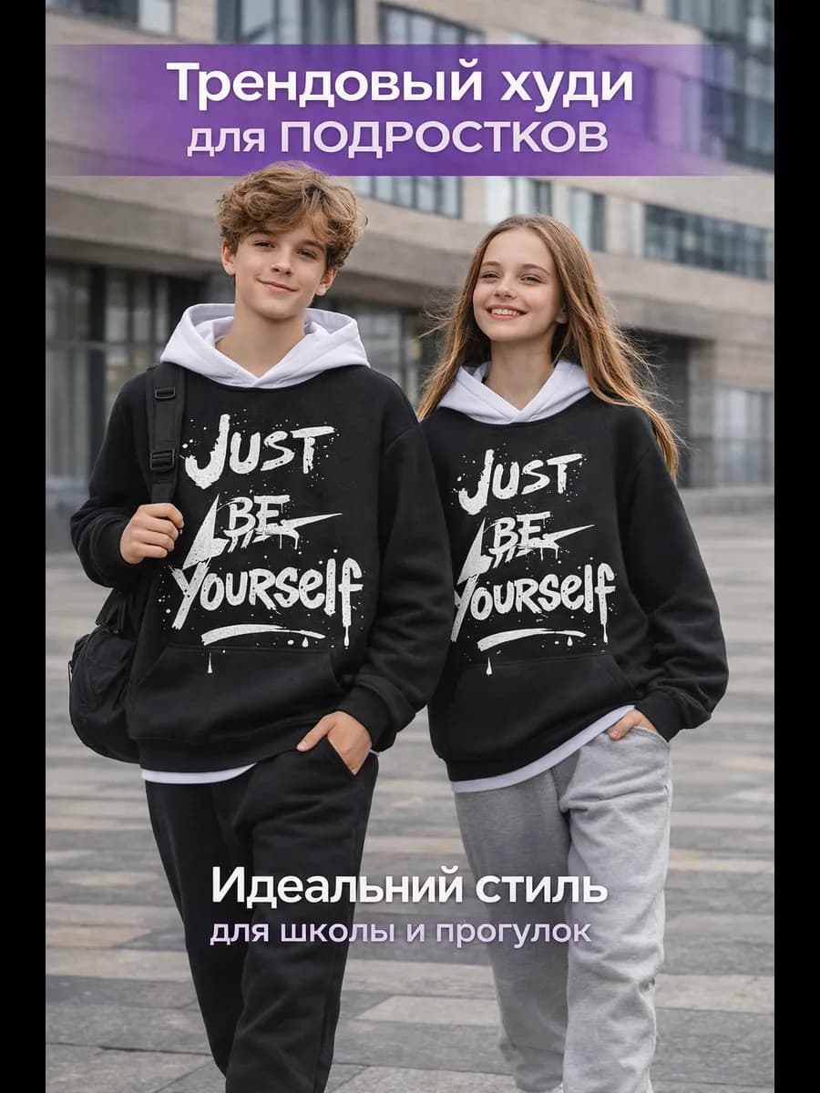 Худи толстовка с капюшоном для подростков