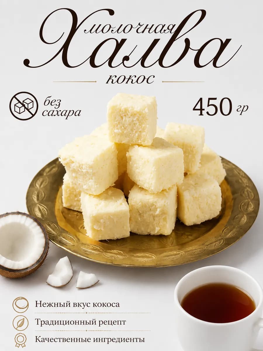 Конфеты молочные без сахара «Кокос », 450 гр