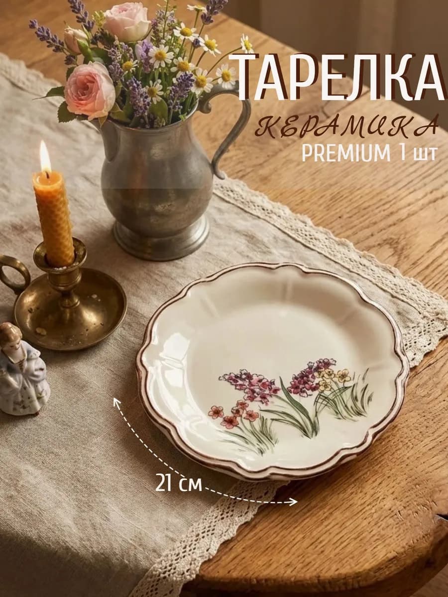 Тарелка обеденная Винтаж фарфор Турция 21 см (1 шт) ретро