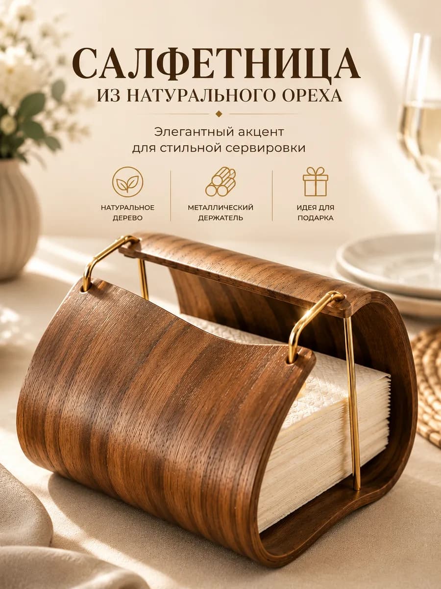 Салфетница на стол деревянная интерьерная