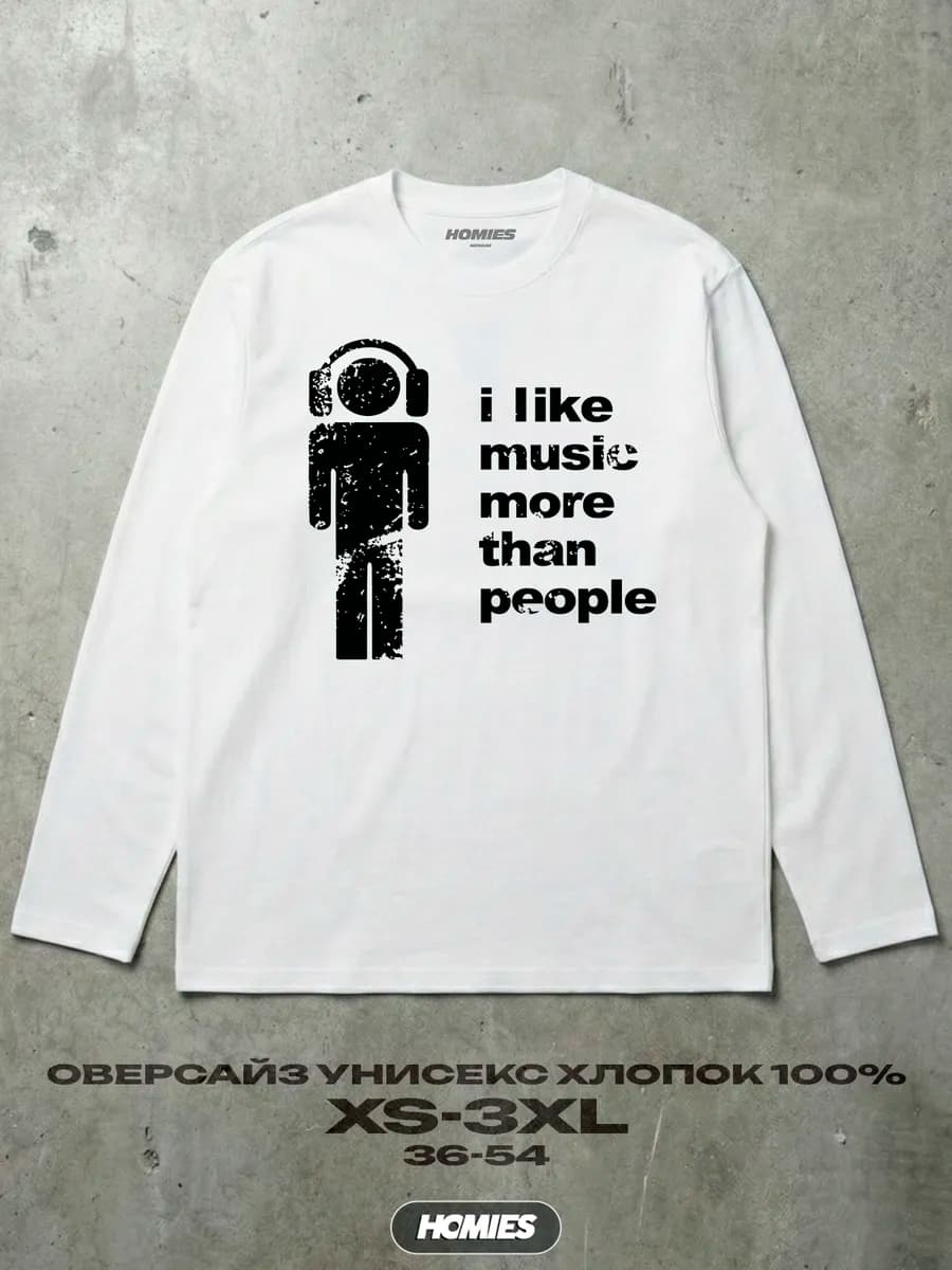 лонгслив оверсайз с принтом y2k i like music