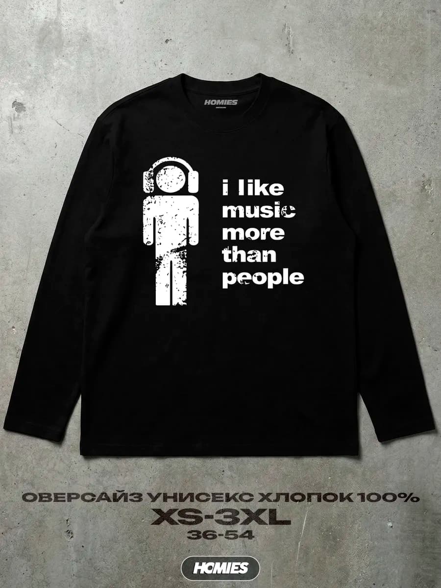 лонгслив оверсайз с принтом y2k i like music