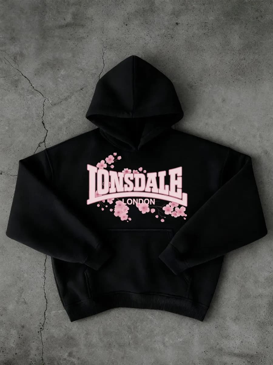 Оверсайз Худи с принтом c начесом y2k Lonsdale London