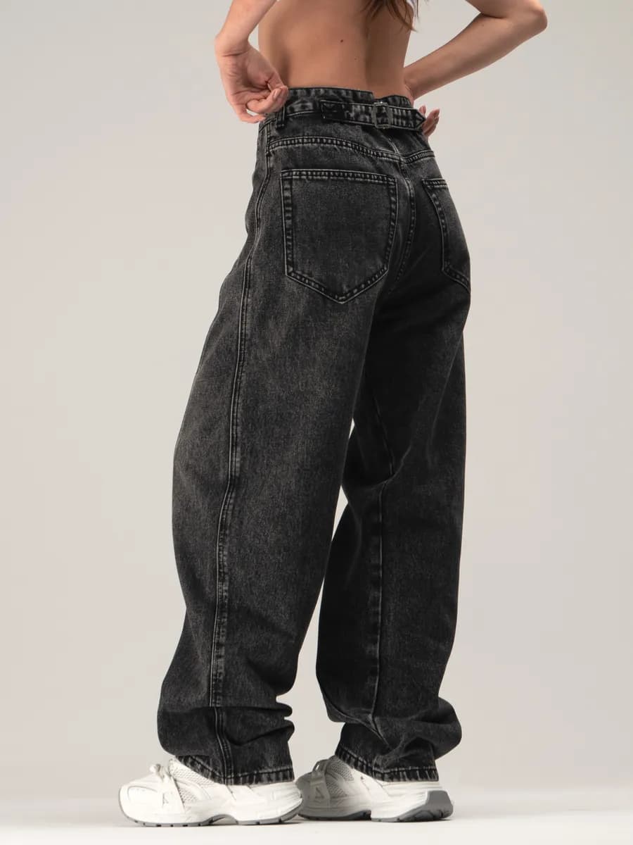 Джинсы широкие багги с регулировкой на талии BAGGY 389