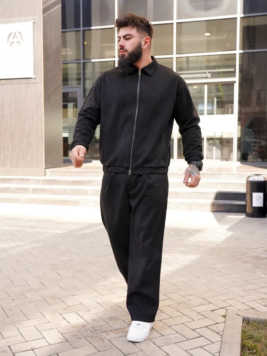 Комплект с бомбером и брюками oversize на молнии