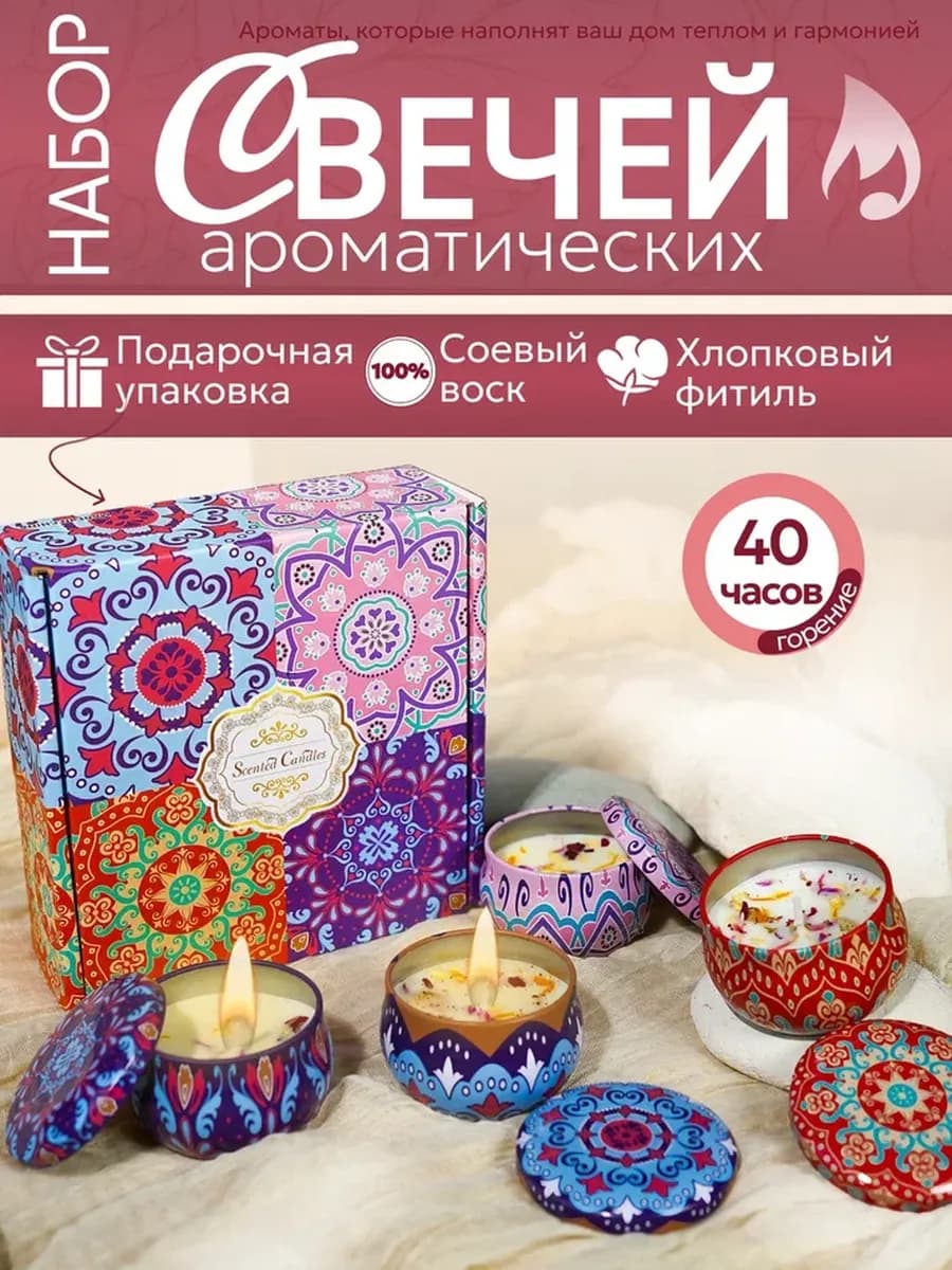 Свечи ароматические подарочный набор на 8 марта