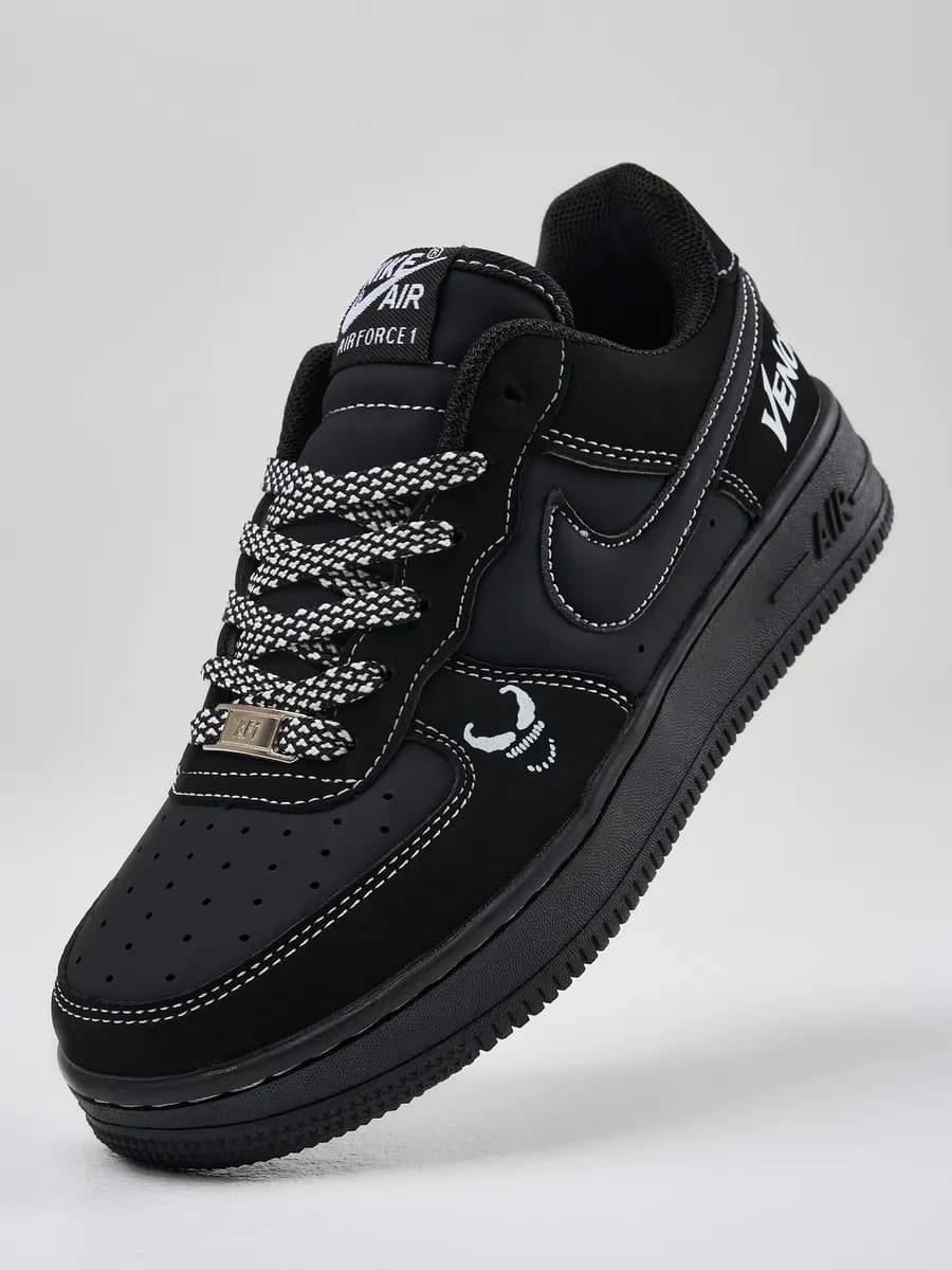 Кроссовки Air Force 1 форсы чёрные веном