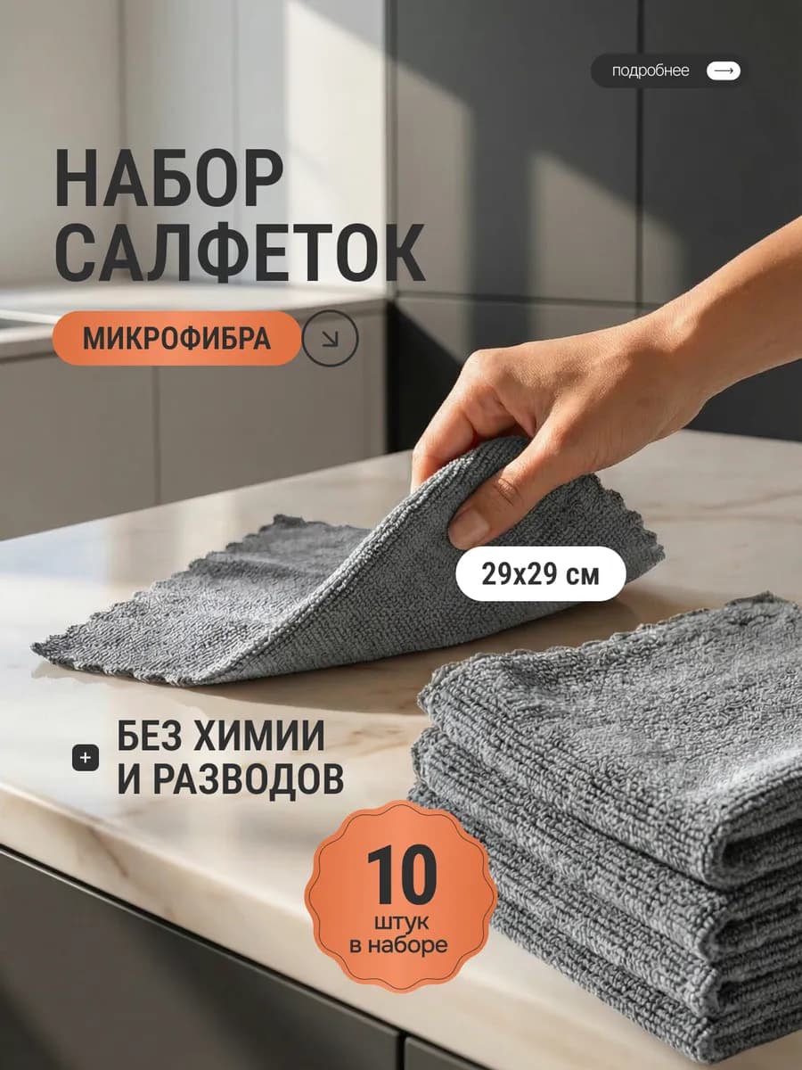 Салфетки тряпки для уборки кухни из микрофибры универсальные
