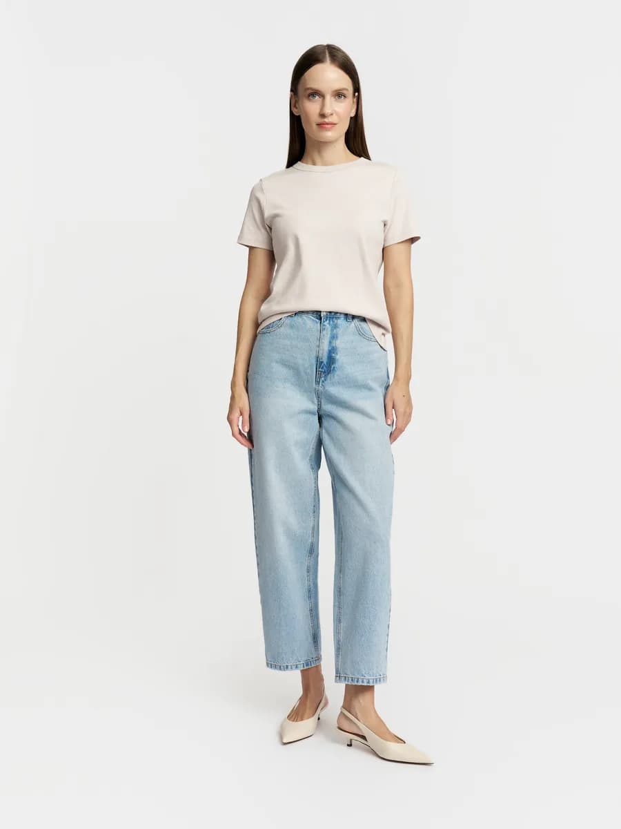 Джинсы баллоны Balloon loose fit укороченные с потертостями