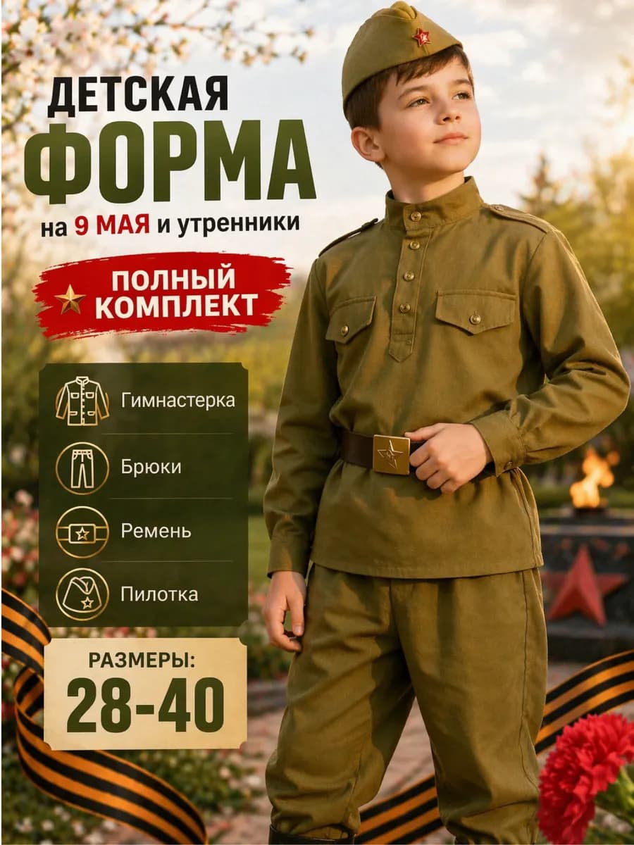 Военная форма Юный солдат на 9 мая
