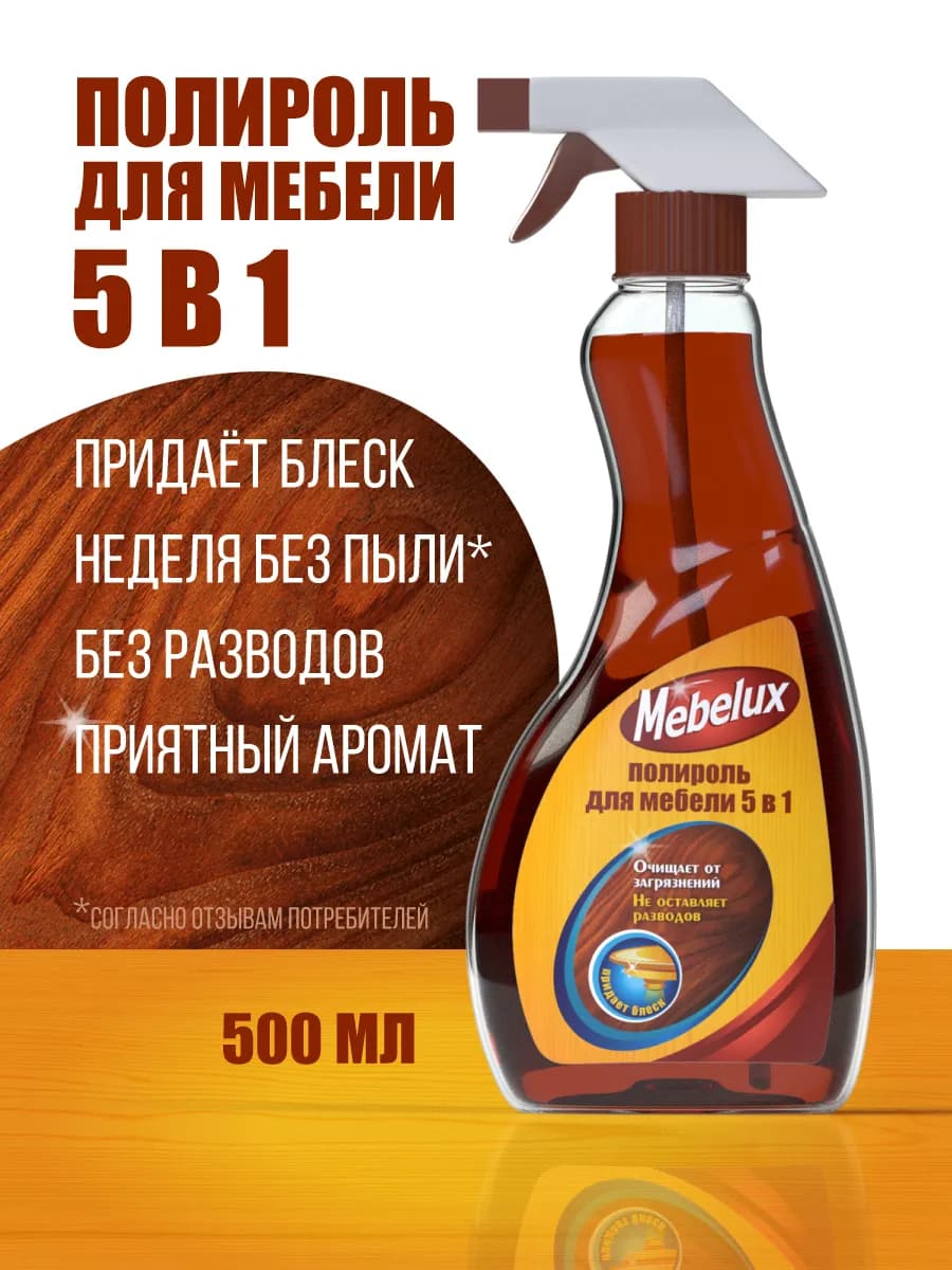 Полироль для мебели и пластика 5 в 1 антипыль 500 мл