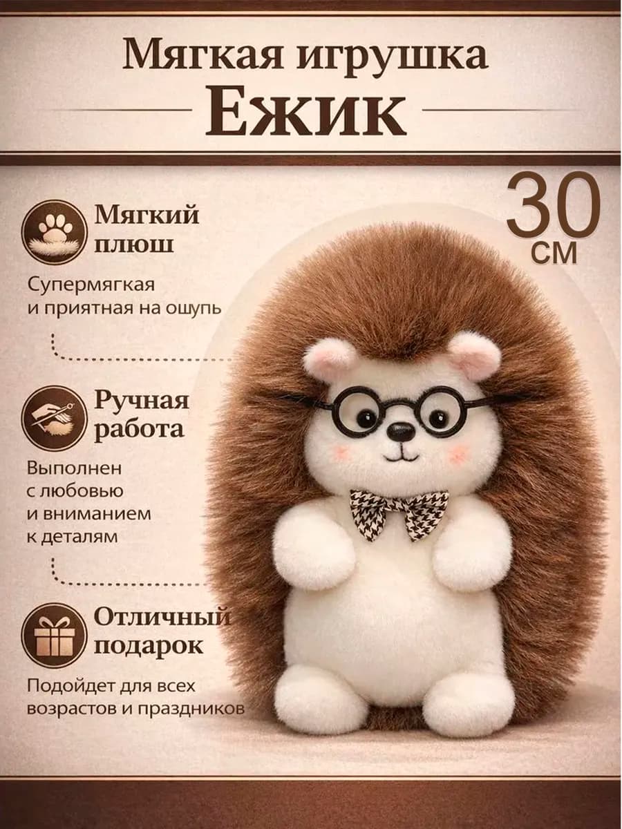 Мягкая игрушка ежик плюшевый