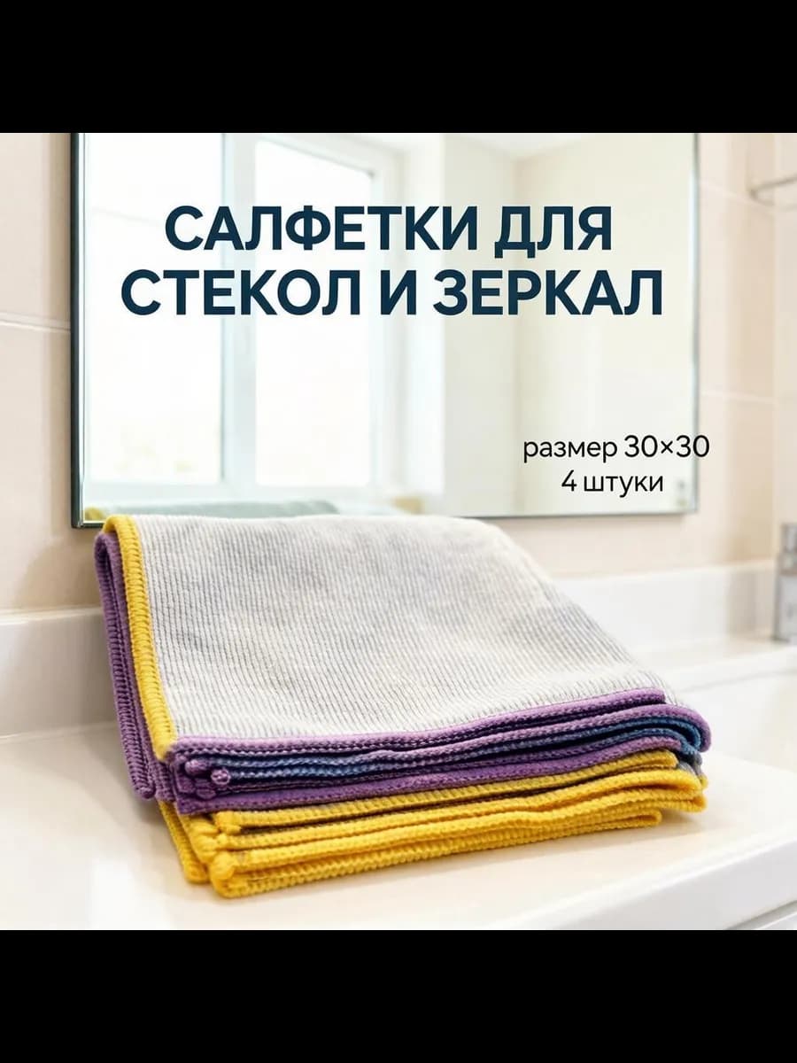 Салфетки для уборки стекла 4 штуки