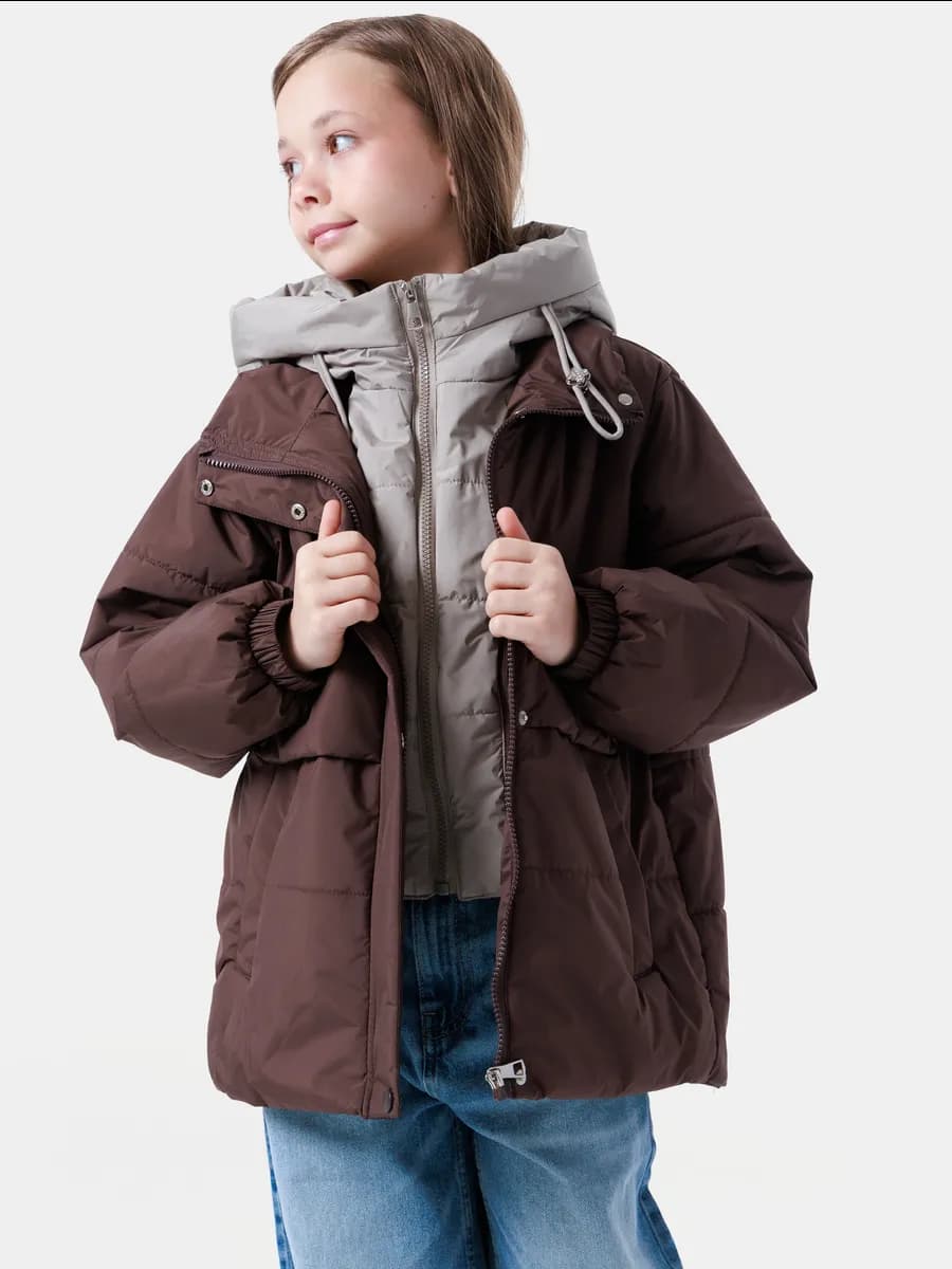 Демисезонная Куртка с двойным воротником OVERSIZE