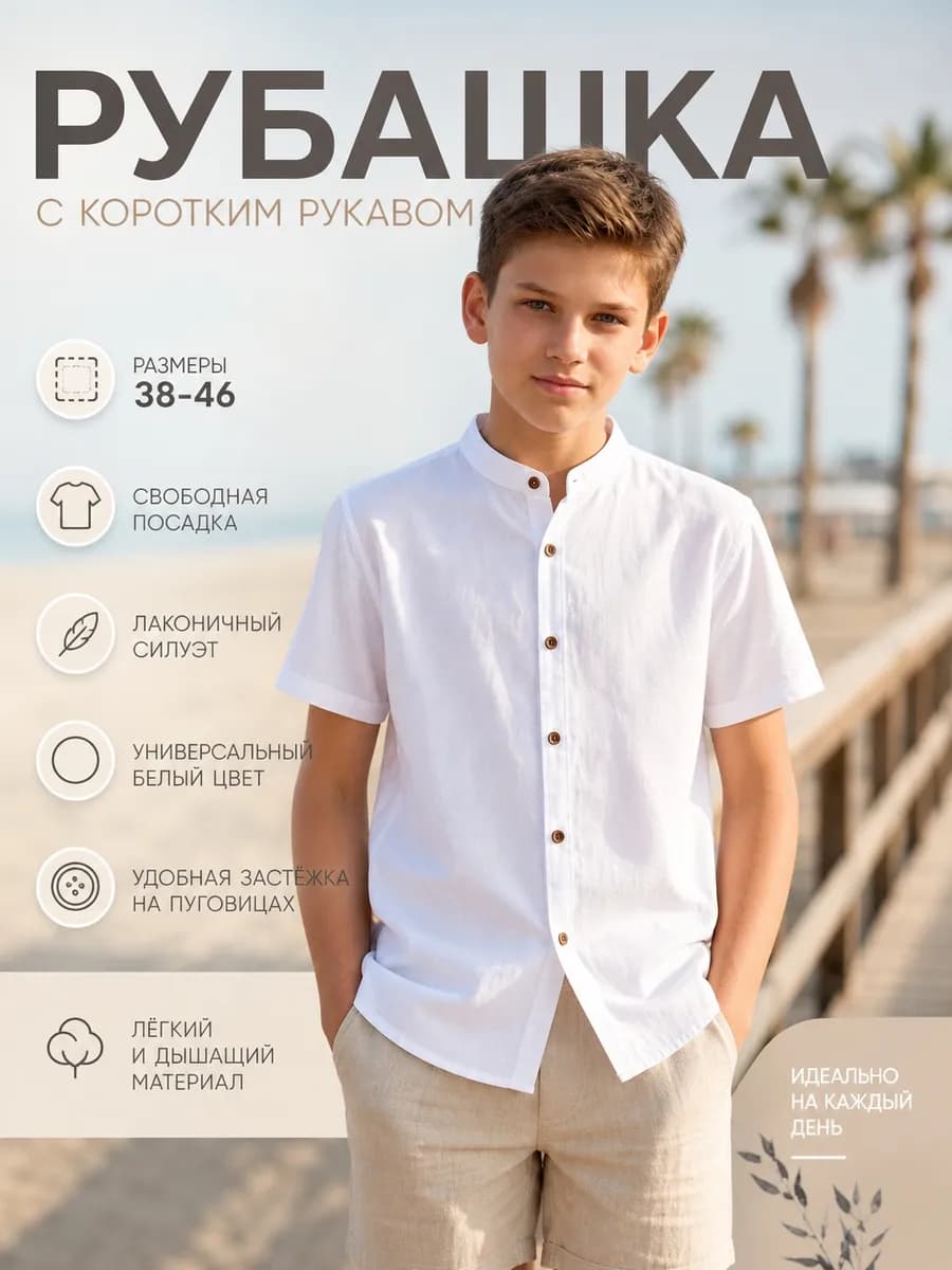 Рубашка подростковая с коротким рукавом