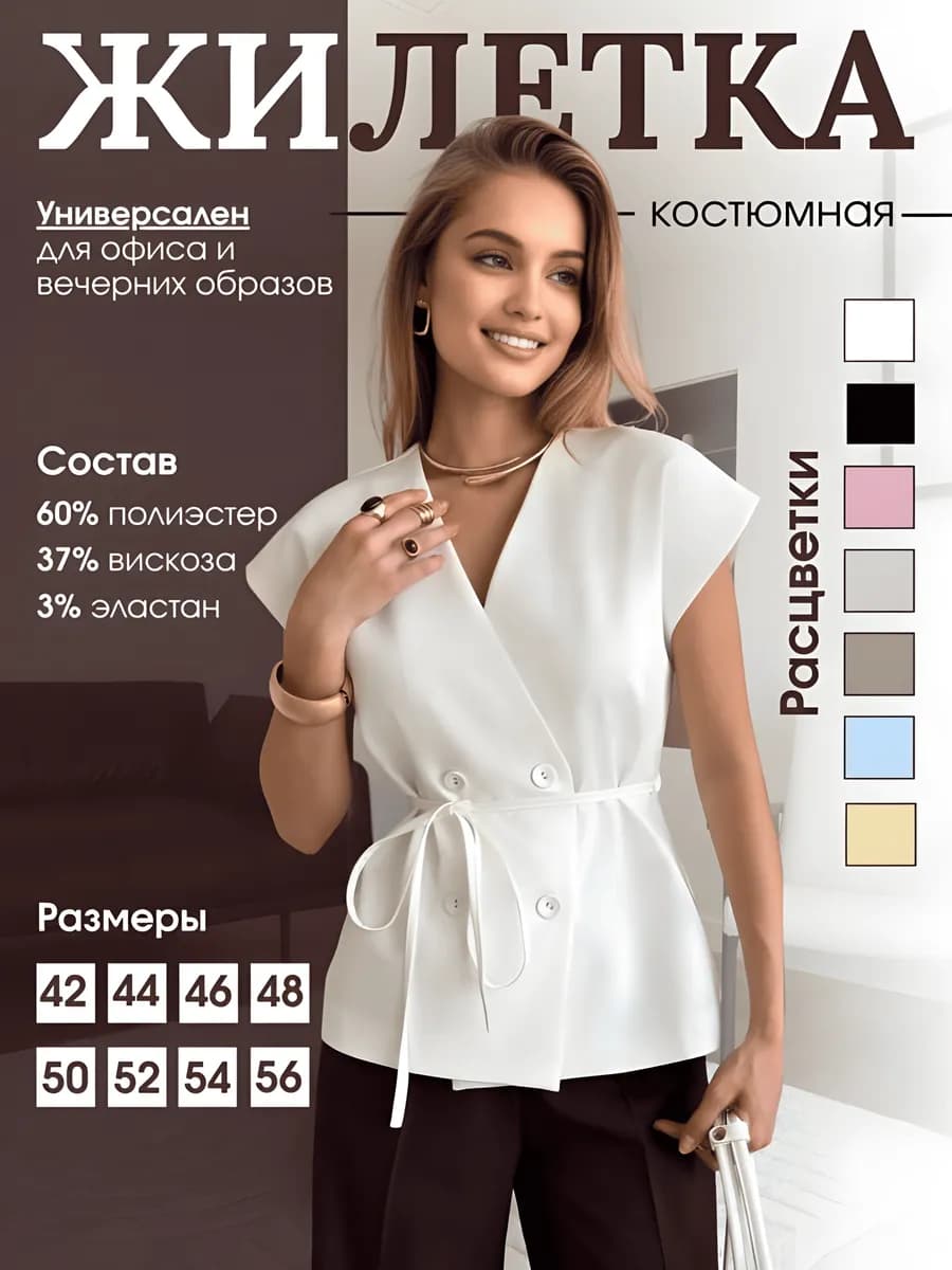 Жилетка двубортная костюмная женская
