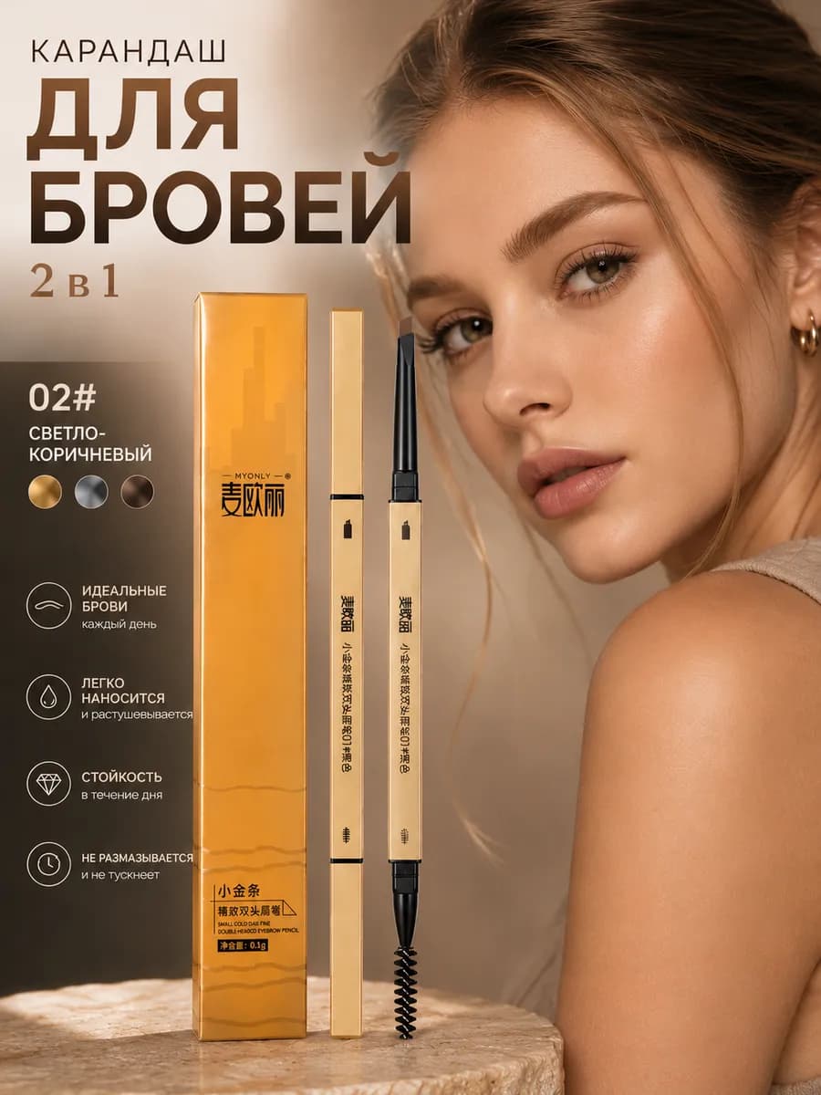 Карандаш для бровей автоматический тон №2 светло-коричневый