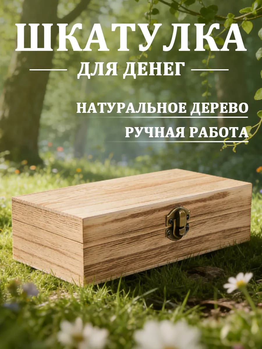 Шкатулка купюрница деревянная подарочная для денег