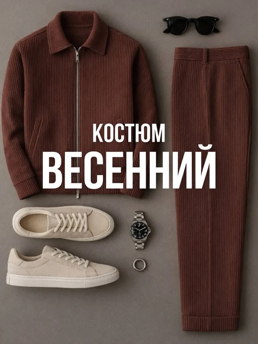 Костюм теплый вельветовый весенний old money