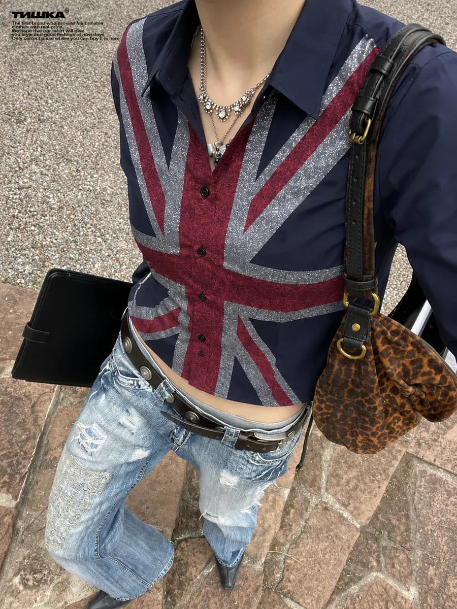 Приталенная рубашка с длинным рукавом с принтом swag