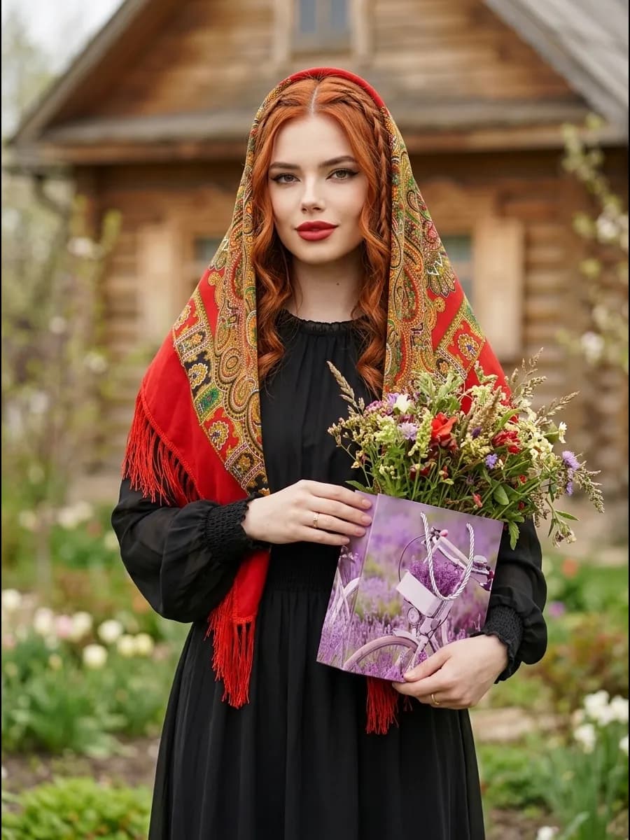 Пасхальный красный платок русский народный готовый подарок