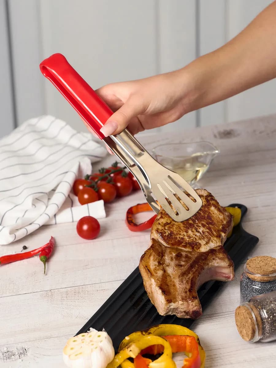Щипцы кухонные металлические для мяса барбекю 28 см