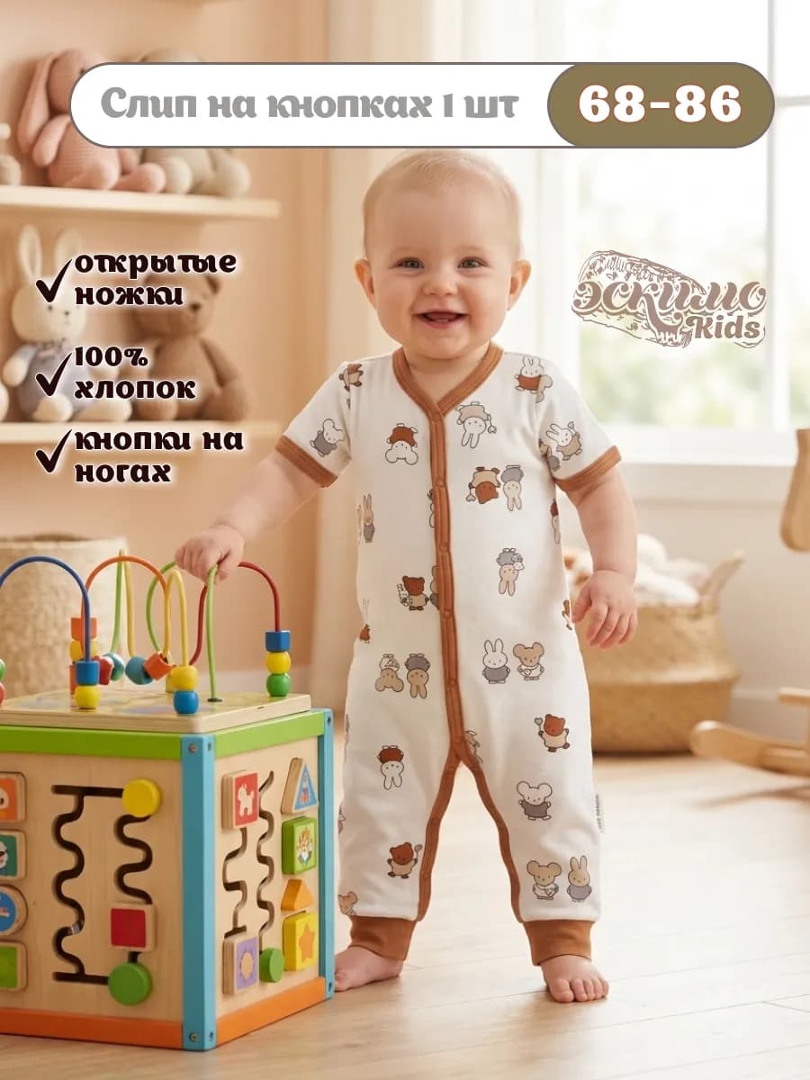 Комбинезон для малышей, слип с коротким рукавом