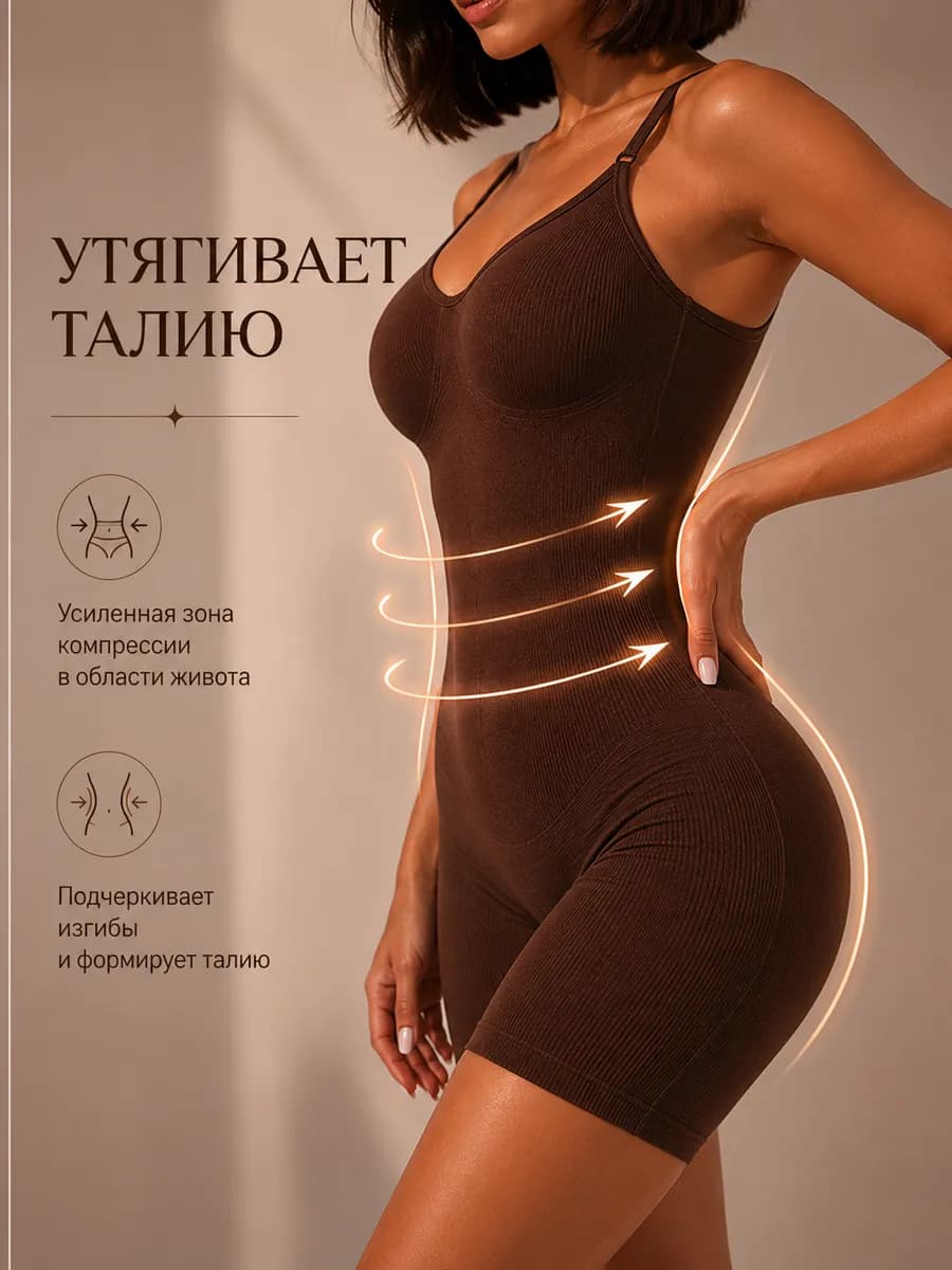 Утягивающее боди с шортами майка на бретельках скимс skims