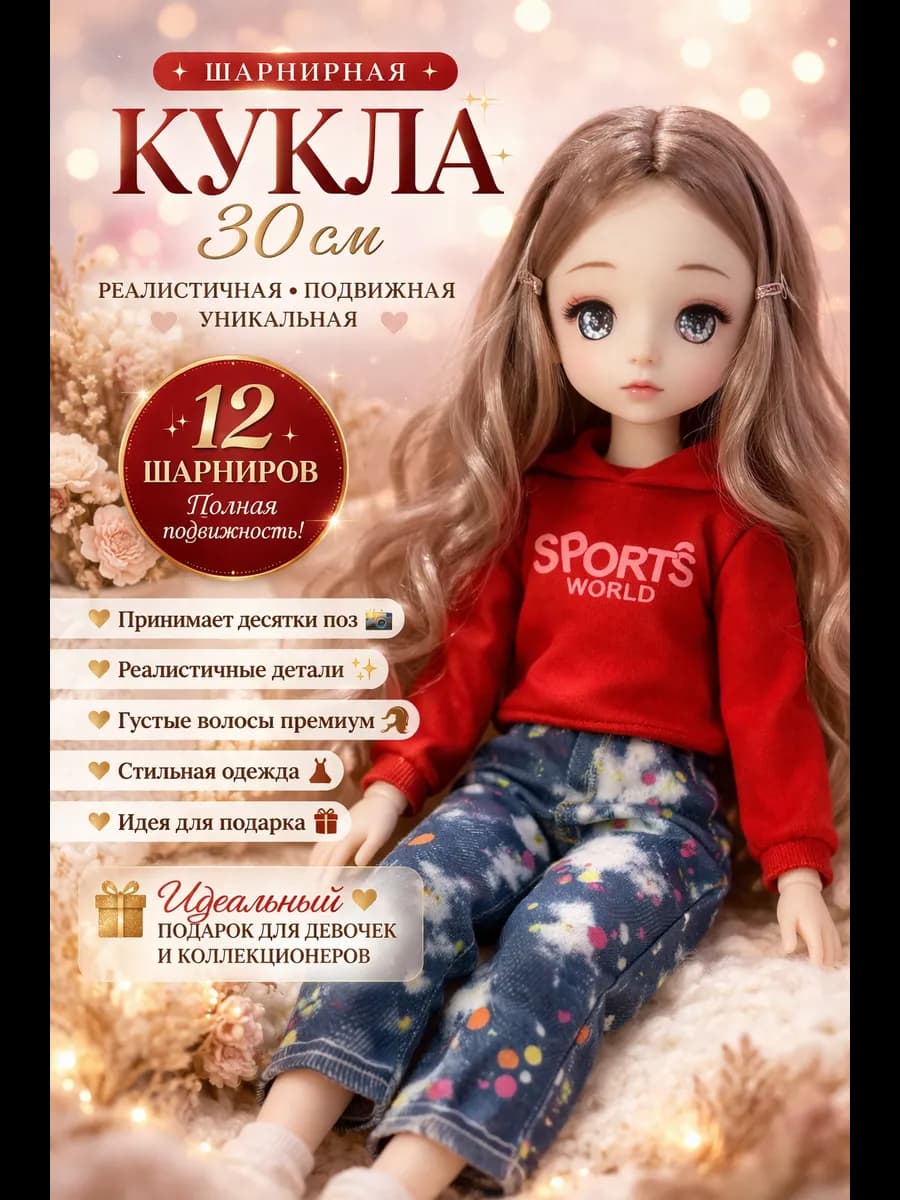 Кукла шарнирная коллекционная 30 см