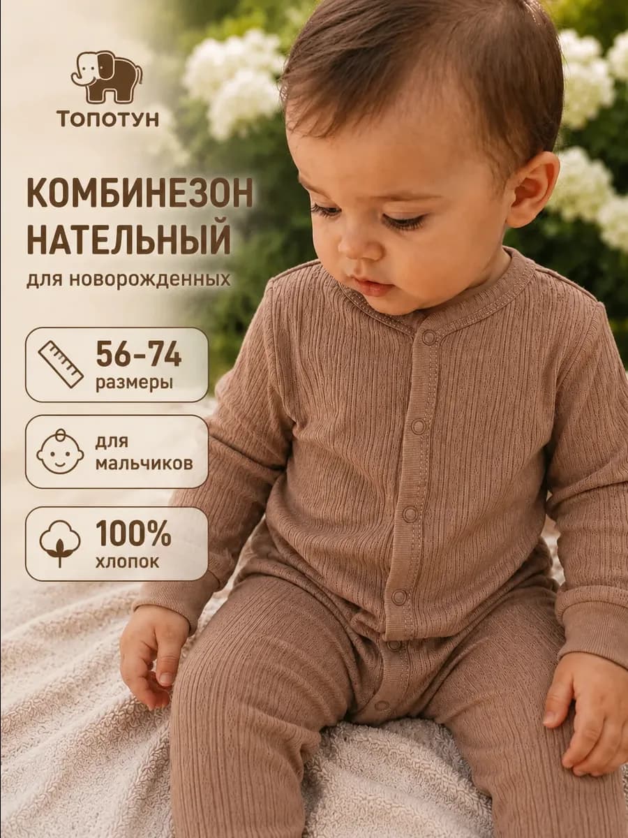 Слип для новорожденных на кнопках