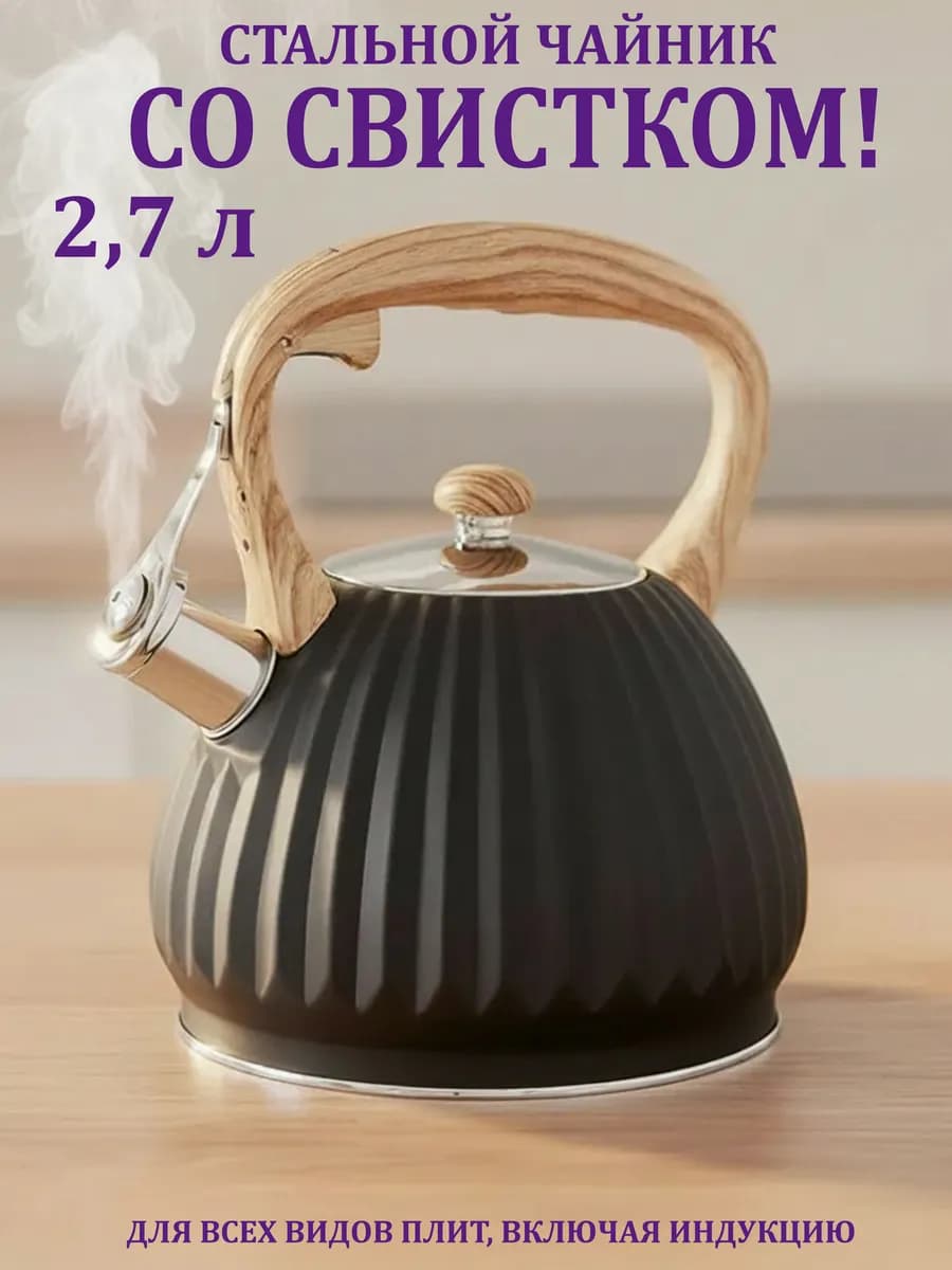 Чайник для плиты стальной 2.7 литра