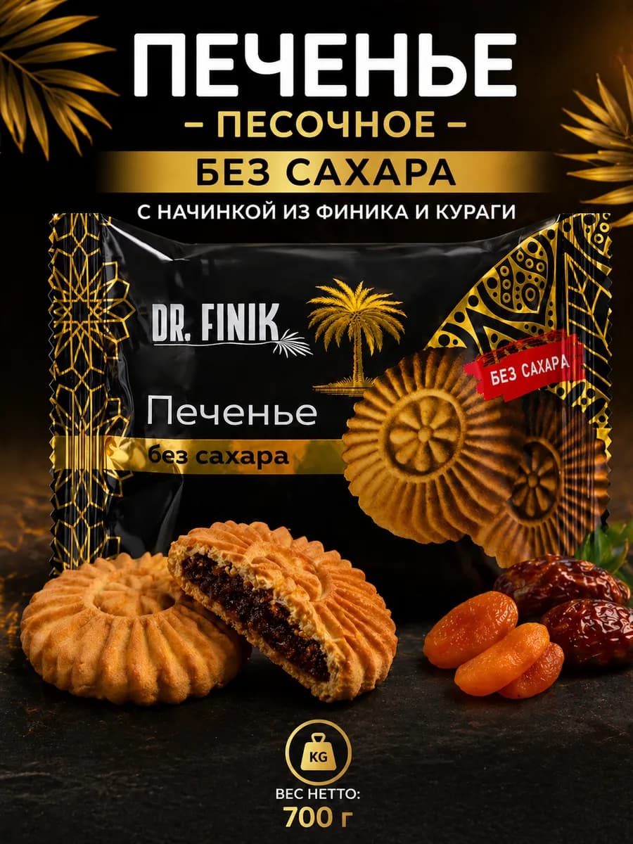 Печенье песочное с начинкой из Финика и Кураги без сахара