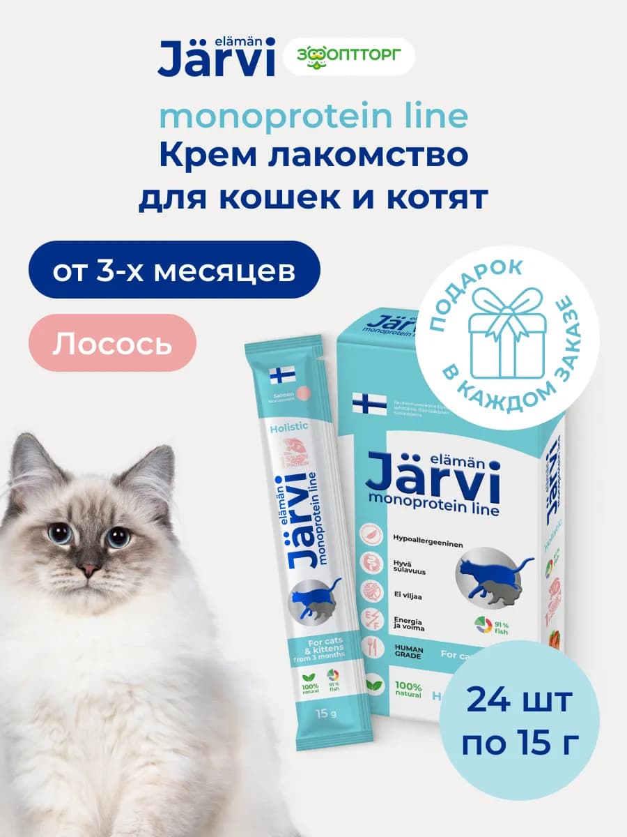 Лакомство монопротеиновое для кошек крем-суп с лососем 24 шт