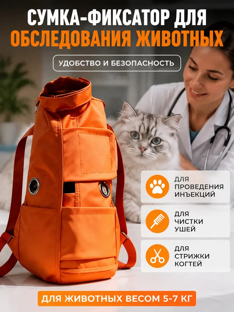 Сумка переноска для фиксации и обследования кошек и собак