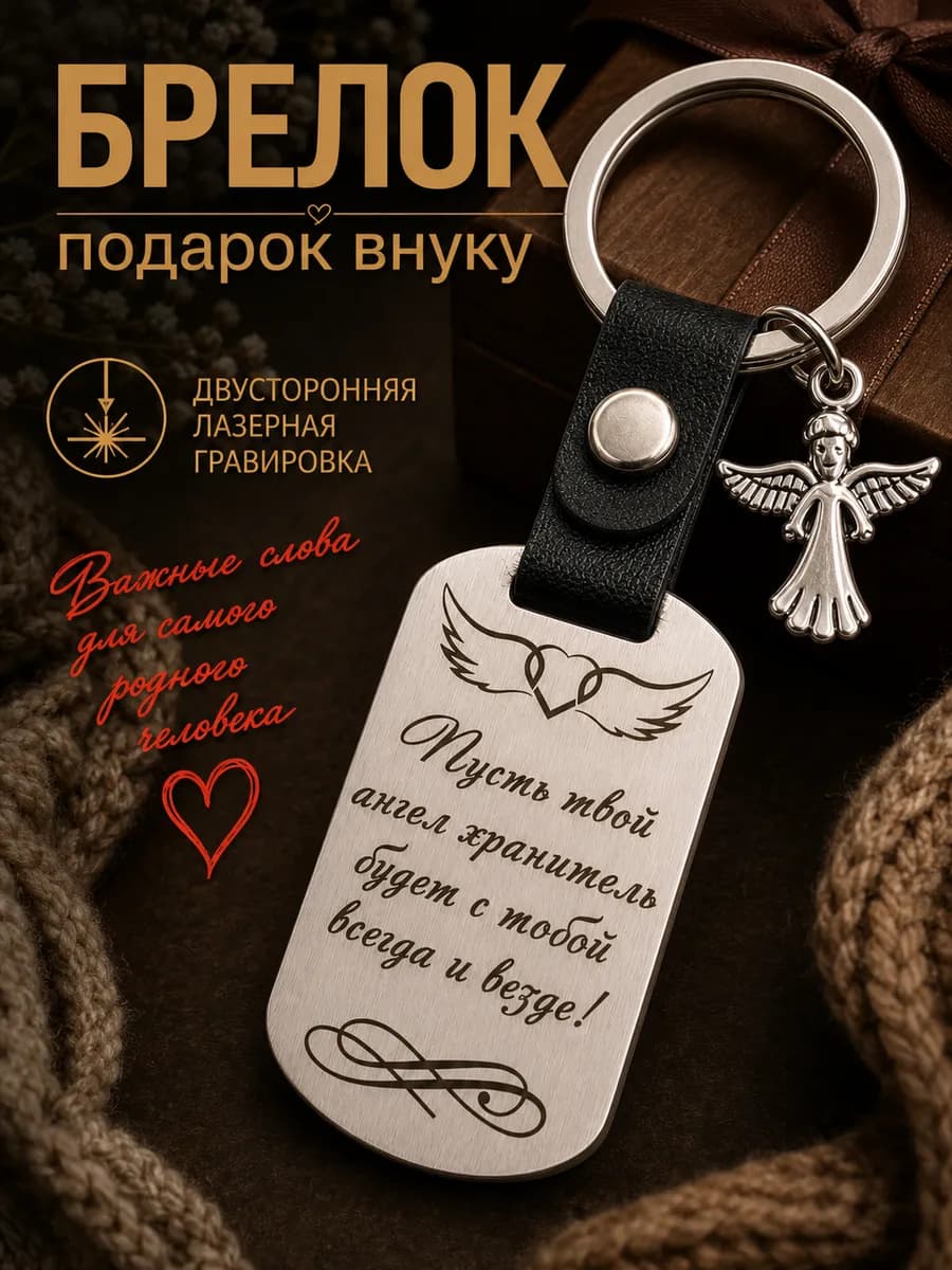 Брелок подарок внуку от бабушки и дедушки