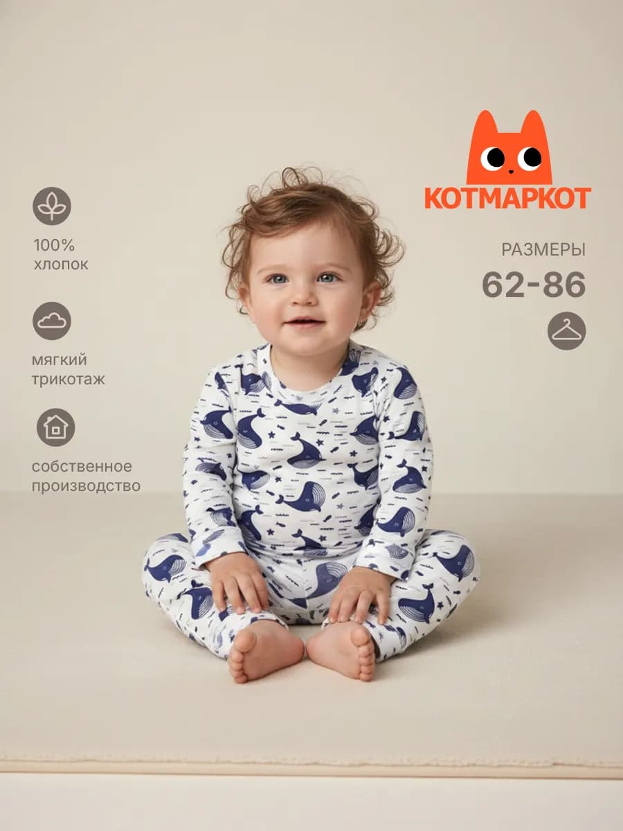 Пижама детская со штанами и принтом